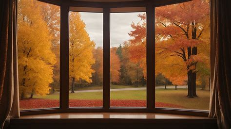 Virtual Background for Zoom Meetings, Fall Virtual Window Background for Online Meetings in 16:9 ...