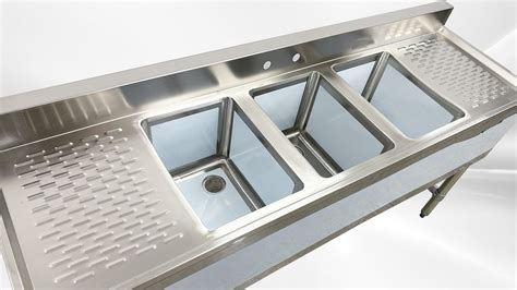 BS3T101410-13LR 60 inches 3 Compartment Bar Sink with Faucet