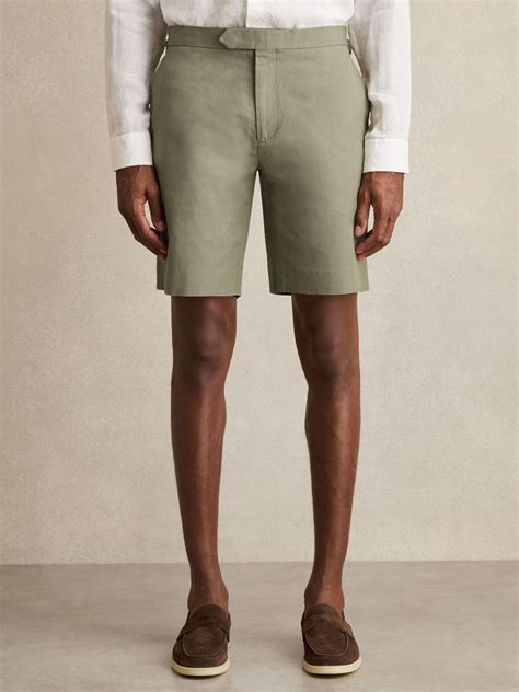 Buy Reiss Pistachio Sketch Cotton-Linen Tailored Shorts from Next India