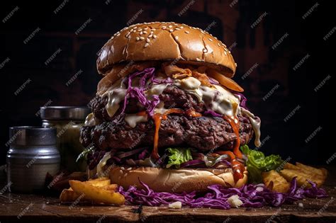 Premium Photo | BBQ Burgers with Coleslaw and Potato Salad