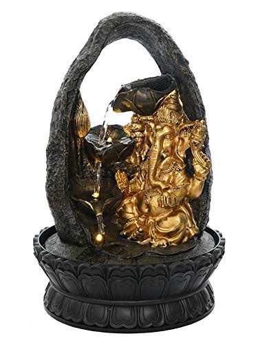 ZHADE Black Polyresin Ganesha Three Steps Water Fountain with Yellow ...
