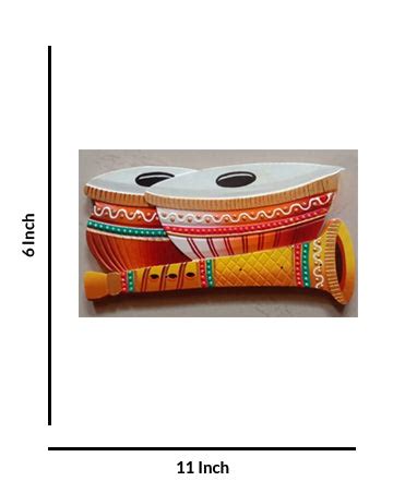 Wooden Musical Instrument Tabla And Pungi, 6 Inch x 11 Inch – Baystore