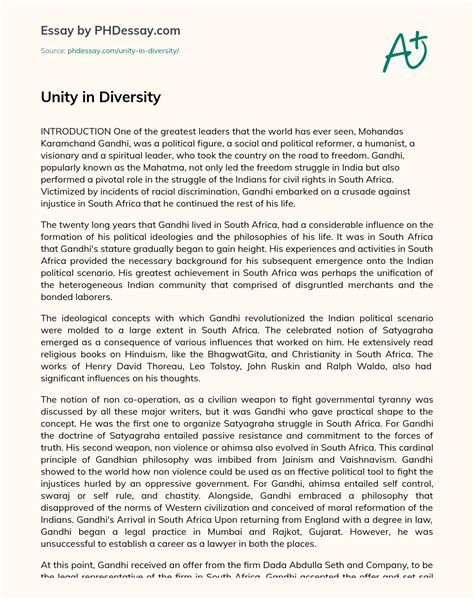 Unity In Diversity Essay Speech Example - PHDessay.com