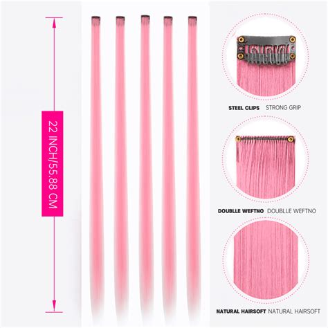 22 Inches 5 Pcs/Pack Sparkle Hair Extensions Clip In Rainbow Shiny ...