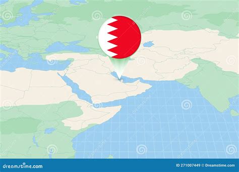 Map Illustration of Bahrain with the Flag. Cartographic Illustration of Bahrain and Neighboring ...