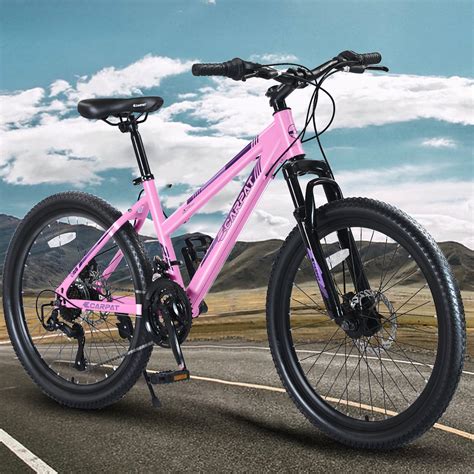 ECARPAT 24 inch Mountain Bike for Youth/Adult, Women's MTB with Shimano 21 Speed, Dual Hand ...
