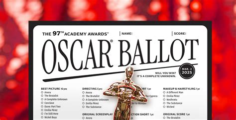 2025 Oscar bingo game & ballot with points system