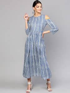 SASSAFRAS Women Pleated Blue Midi/Calf Length Dress - Buy SASSAFRAS ...
