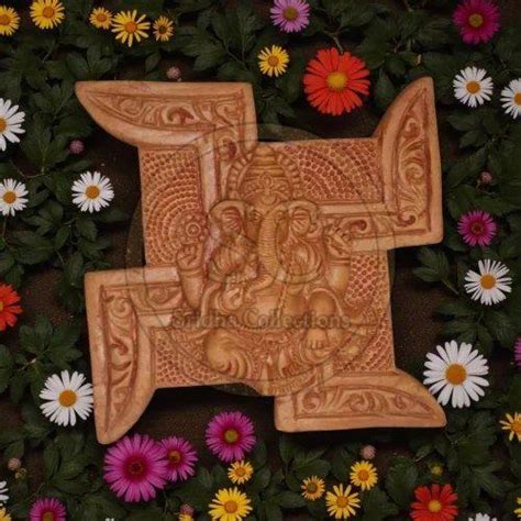 Terracotta Clay Ganesha Swastik Wall Hanging Exporter, Supplier from ...