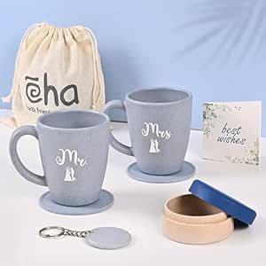 Buy Eha Earth-Friendly Mr & Mrs Classic Coffee Mugs for Couple with ...