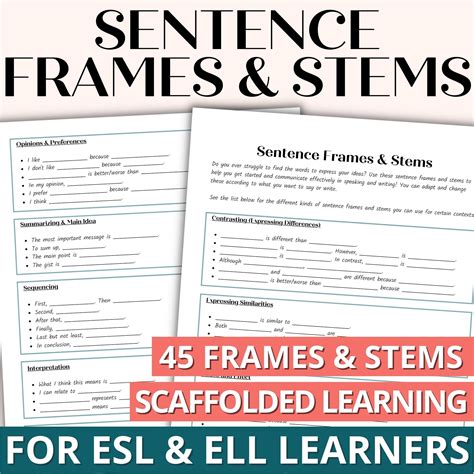 Sentence Starters for ESL - English Teaching Toolkit