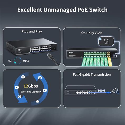 Buy Aumox 24 Port Gigabit PoE Switch Online India | Ubuy