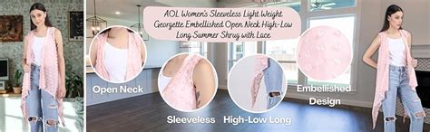Buy AOL Women's Sleeveless Lightweight Georgette Embellished Open Neck ...