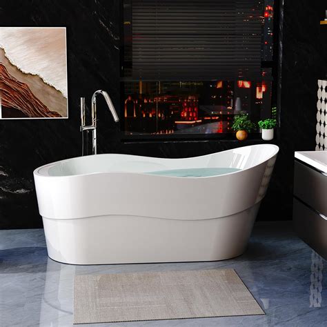 Amazon.com: Empava Bathtub, 67" Soaking Tub, Acrylic Free Standing Tub ...