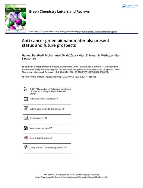 Anti cancer green bionanomaterials present status and future prospects ...