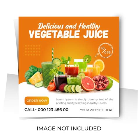 Vegetable juice service for social media post or web banner template ...