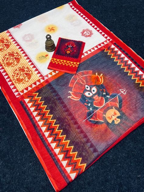 Durga Puja Special Durga Ma Printed Linen Type Digital Printed Work on ...