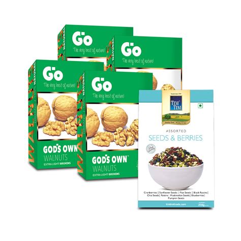 Go Organic Extra Light Broken Walnuts Kernels 1Kg (250g X 4) + Tim Tim ...