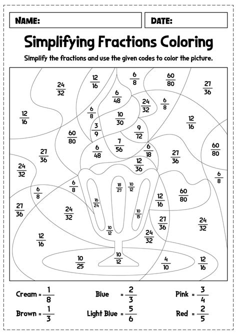 Simplifying Fractions Coloring Worksheet for Elementary Students in 2025 | Simplifying fractions ...