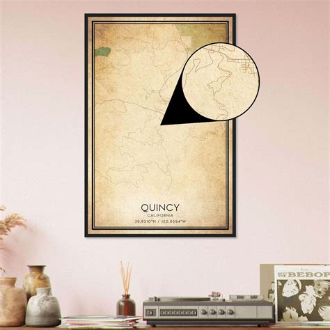 Vintage Quincy California Map Poster, Quincy CA City Road Wall Art ...