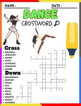 DANCE CrossWord Puzzle Activities by Kids shelves | TPT