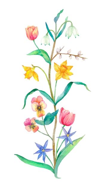 Png watercolor flowers stickers transparent background | Premium Photo