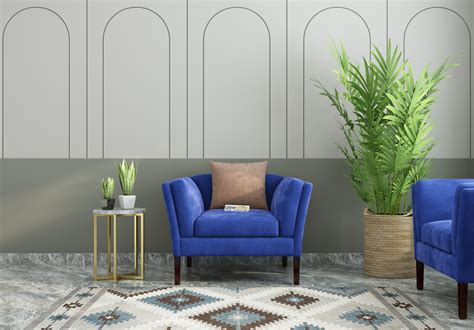 Buy Crimson 1 Seater Fabric Sofa (Velvet, Sapphire Blue) Online in ...