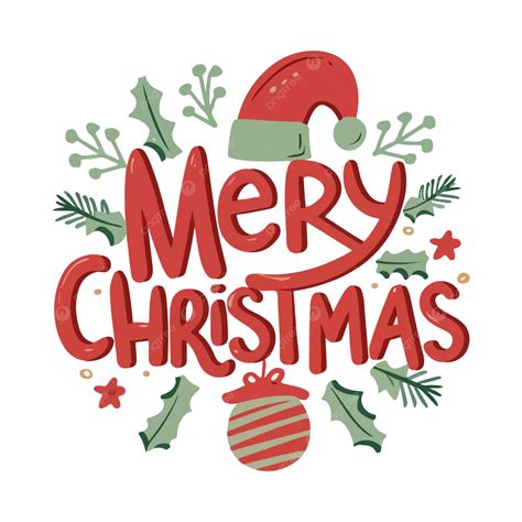 Merry Christmas Word Typography With Elements Vector, Christmas Word ...