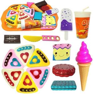 IndusBay Cake Ice-cream Cutting toy Set16 Pieces Sliceable Bakery Toy ...