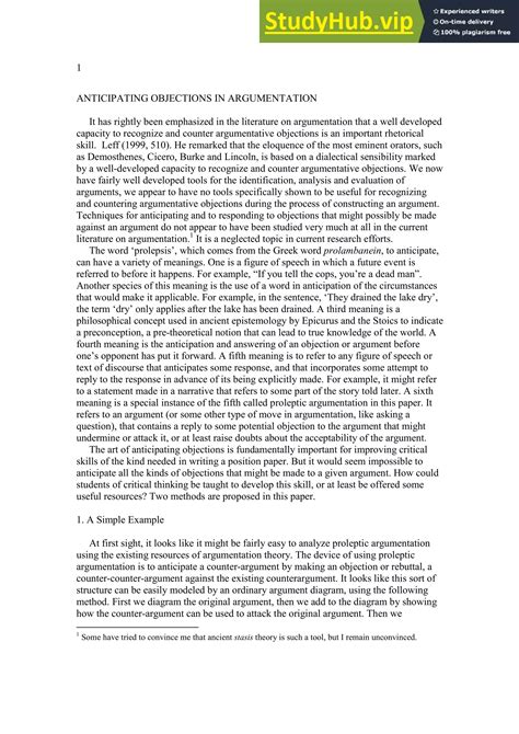 Anticipating Objections In Argumentation | PDF