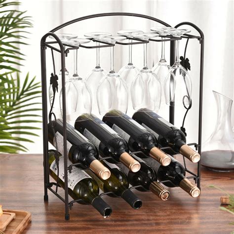 Wine Rack with Glass Holder, European Style Wine Racks Countertop ...