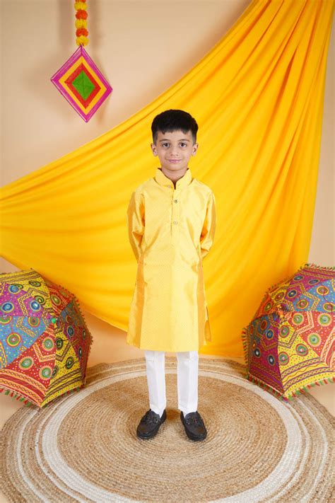 Ahhaaaa Kids Ethnic Cotton Silk Blend Boys Kurta Pyjama Set – ahhaaaa.com