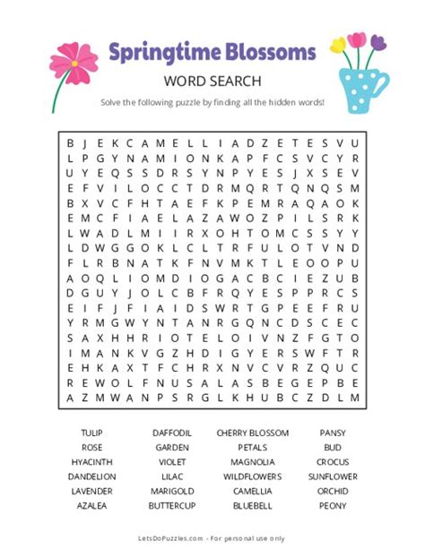 Springtime Blossoms Word Search Puzzle