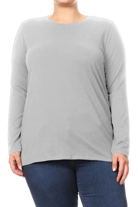 Women's Plus Size Classic Fit Long Sleeve Cotton Scoop-Neck T-Shirt ...