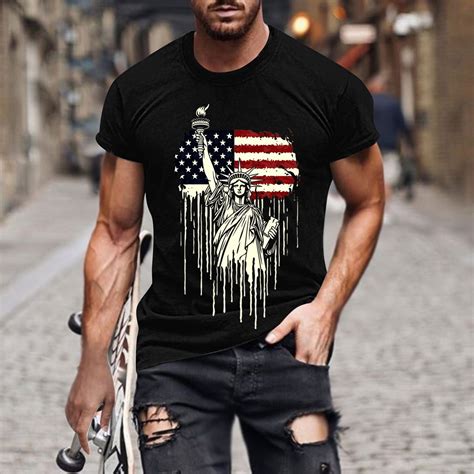 Abomasnow Men's Big & Tall American Flag T-Shirts Short Sleeve Tops USA ...