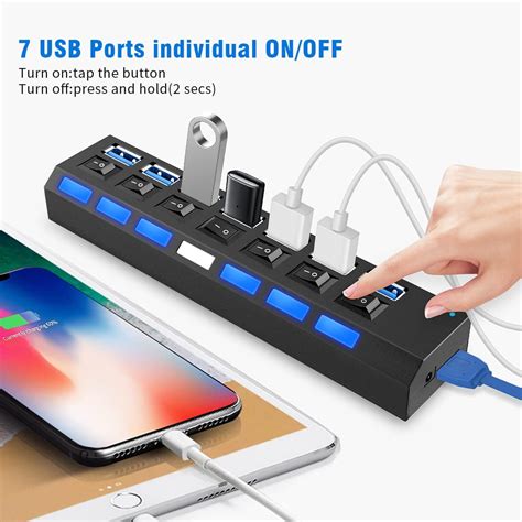 Buy Multi Port USB Splitter，7 Port USB 3.0 Hub, USB A Port Data Hub ...