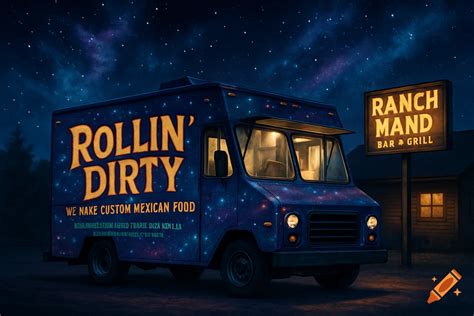 Rollin dirty galaxy themed food truck outside the Ranch Hand Bar ...