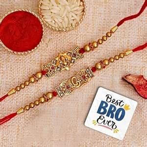 eCraftIndia Set of 2 Lord Ganesha and Om Religious Rakhis, Best Bro ...