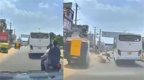 Bengaluru: 2 Speeding Bikers Narrowly Escape Getting Crushed Under Bus ...