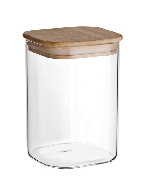 Buy CELLO Woody Qube Borosilicate Glass Storage Jar, Air Tight, Clear ...