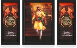 VIDHI ARTS 3 Piece Set of Chhatrapati Shivaji Maharaj Wall Poster with ...