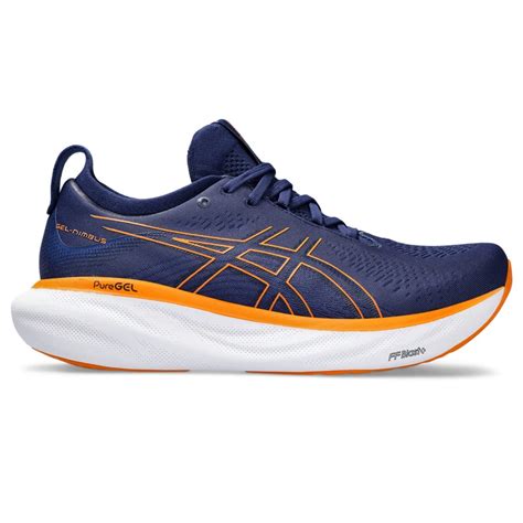 Buy ASICS Mens Gel-Nimbus 25 Deep Ocean/Bright Orange Running Shoe - 9 ...