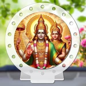 Lakshmi Narayan Car Dashboard Idol, Vishnu Lakshmi White Glossy Acrylic ...