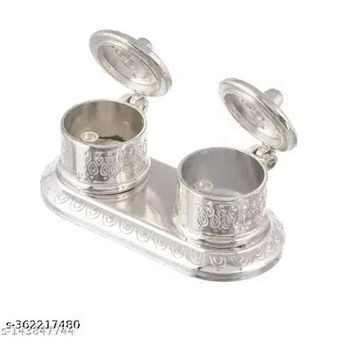 German silver Round Shape Roli-Chawal/Kumkum Box – Springkart