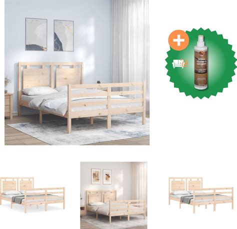vidaXL Bedframe - Grenenhout - Multiplex lattenbodem - 205.5 x 125.5 x ...