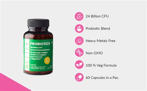 BBETTER Probiotics 24 Billion CFU with 10 Probiotic Strains and a Live ...