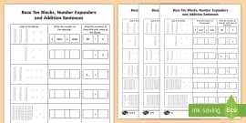 Colour the Base Ten Blocks and Number Expanders Differentiated Worksheets