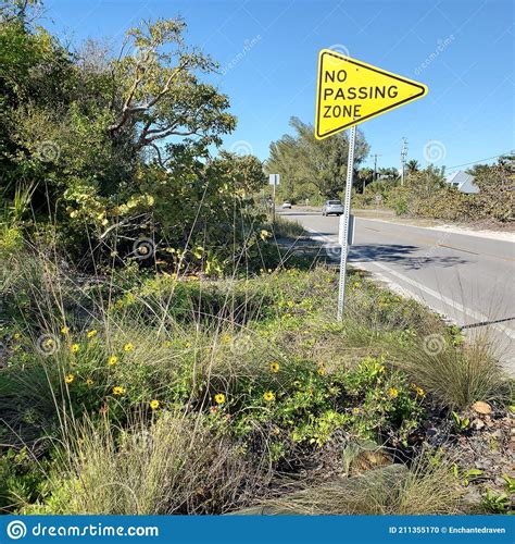 No Passing Zone Sign Along the Highway Editorial Image - Image of beach ...