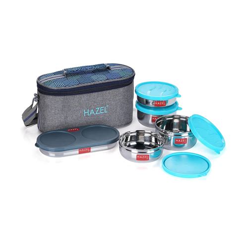 Buy HAZEL Lunch Box for Office Men & Women with Lunch Bag | Tiffin Set ...