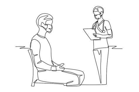 Nurse calls patient queue visiting nurse concept oneline drawing ...